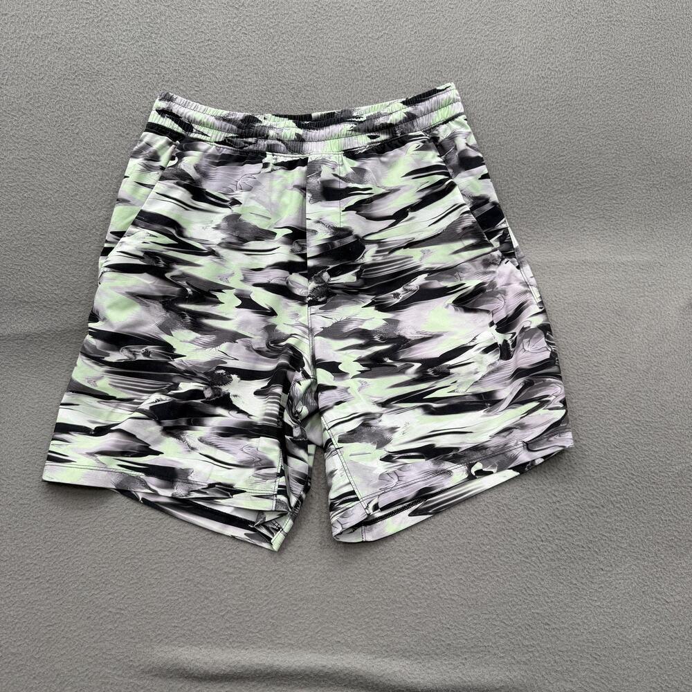 Lululemon Shorts Mens Medium Green Black Camo Athletic Running‎ Drawstring